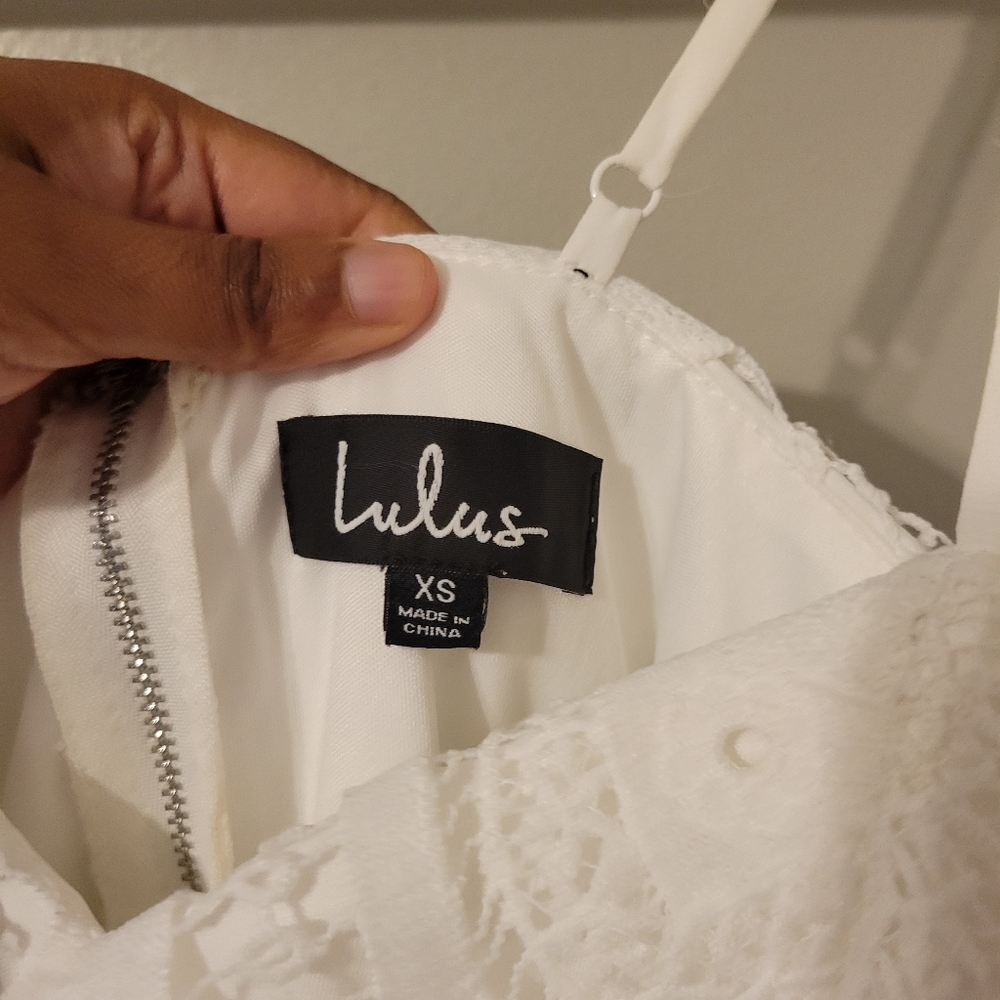 Lulus Bohemian Boho Western White Crochet Lace Summer Midi Dress. Size XS - Picture 11 of 13